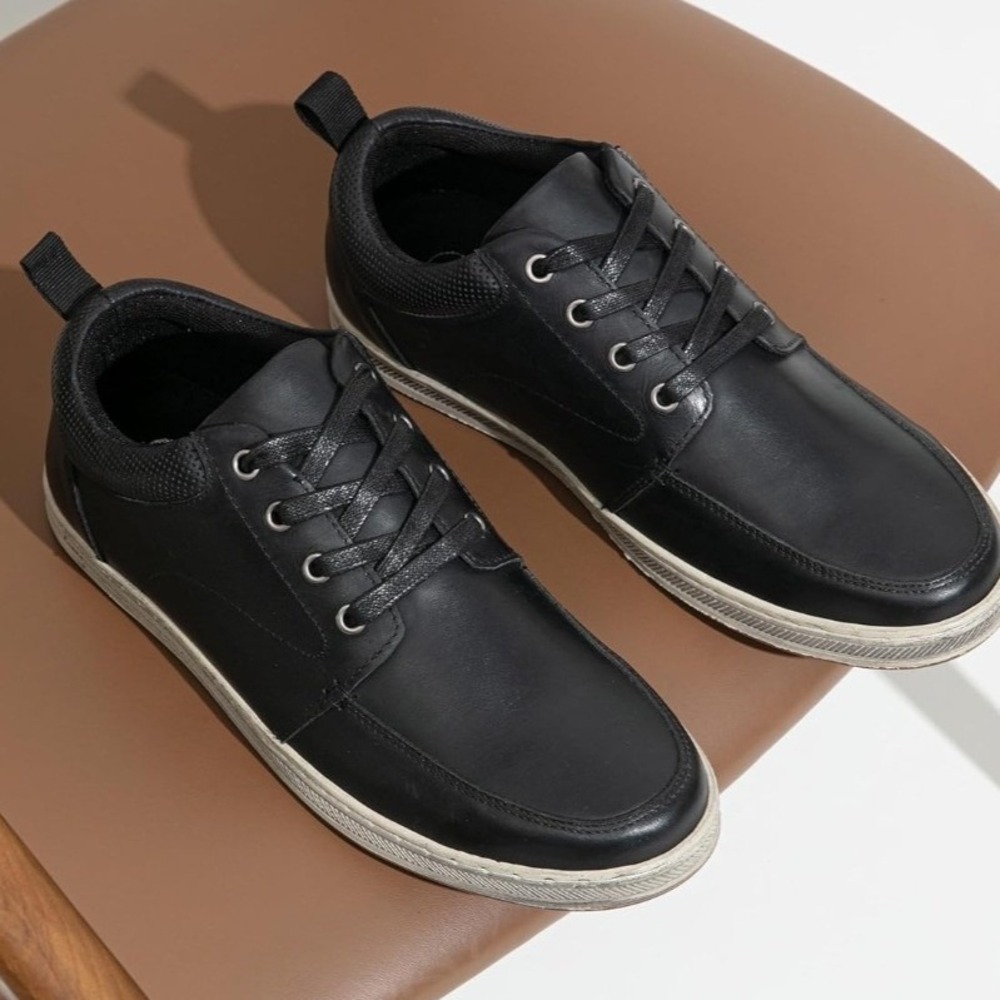 Jousen Leather Sneakers Mens 13 Black Lace Up‎ Casual Dress Smart Milan 501 NWT